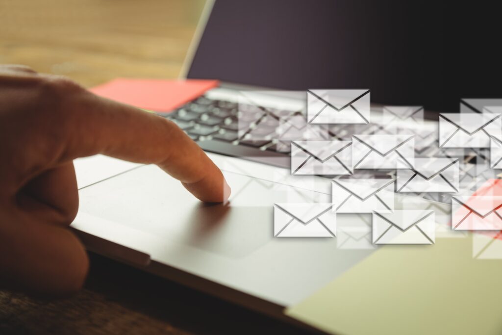 E-mails van laptop